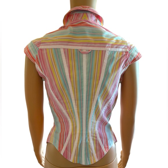 🎁 Byron Lars Pastel Stripe High Color Top Size 4 - Picture 7 of 8
